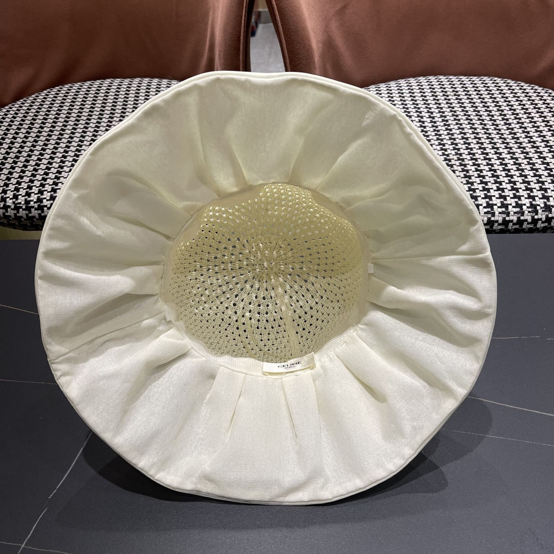  赛琳celine 2025新款夏季蝴蝶结遮阳渔夫帽女草帽防紫外线遮脸防晒太阳帽