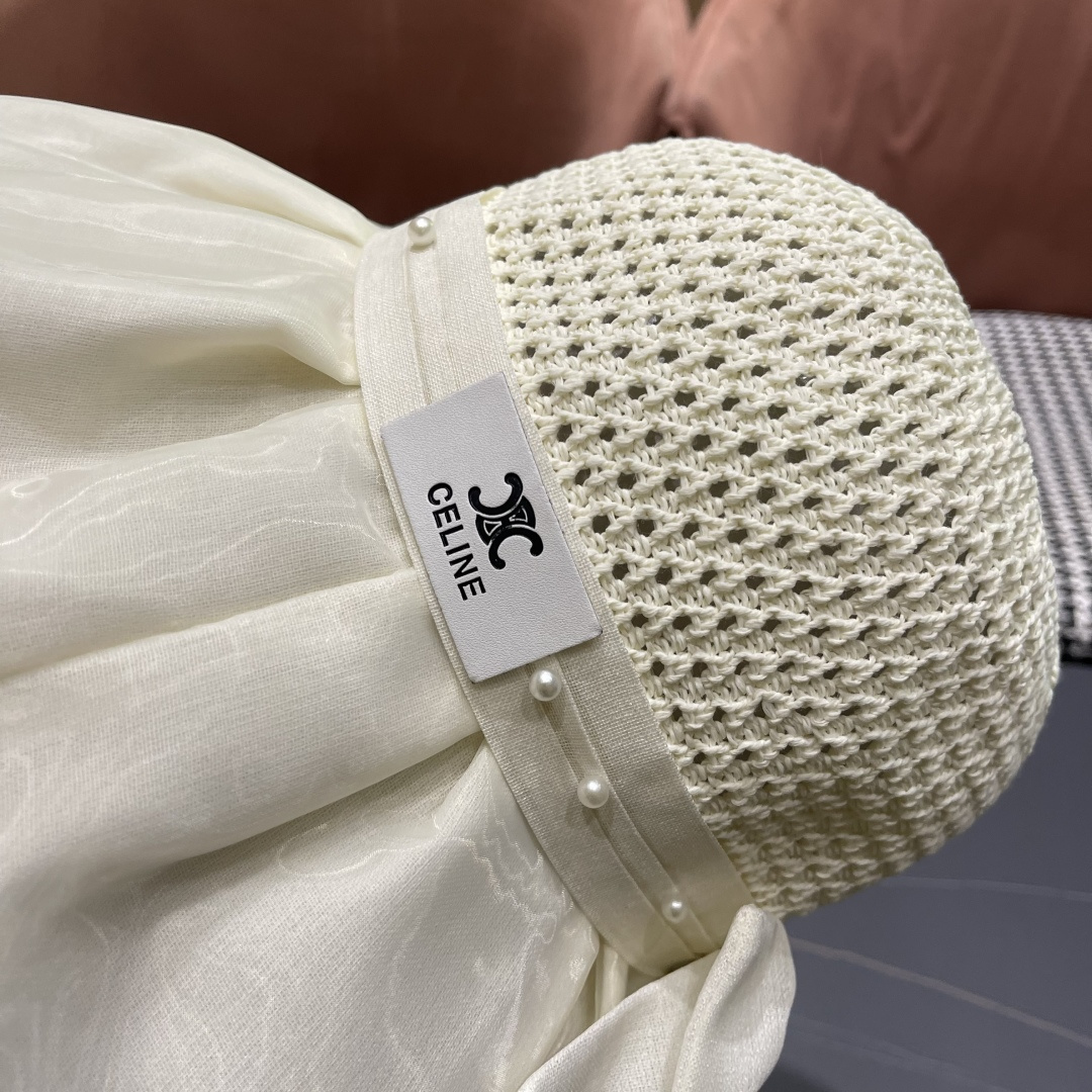  赛琳celine 2025新款夏季蝴蝶结遮阳渔夫帽女草帽防紫外线遮脸防晒太阳帽