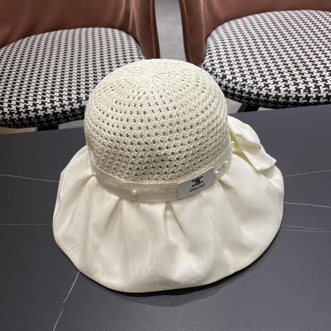  赛琳celine 2025新款夏季蝴蝶结遮阳渔夫帽女草帽防紫外线遮脸防晒太阳帽