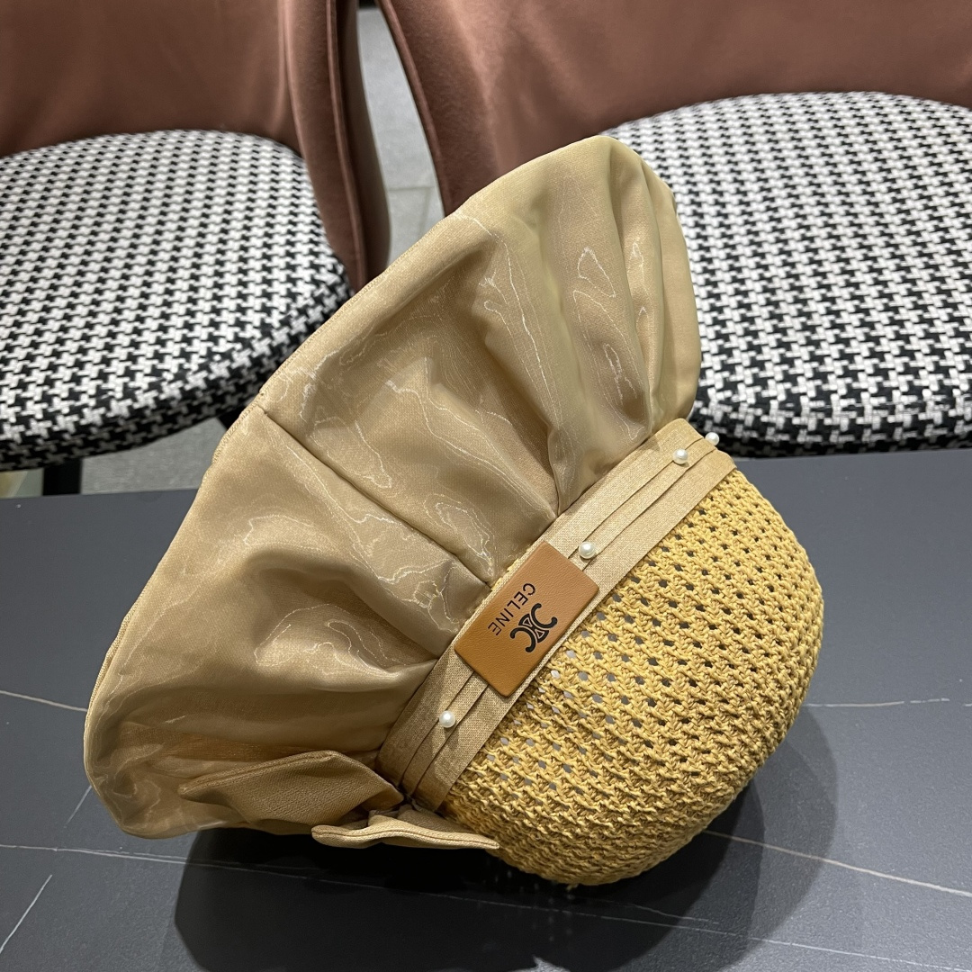  赛琳celine 2025新款夏季蝴蝶结遮阳渔夫帽女草帽防紫外线遮脸防晒太阳帽