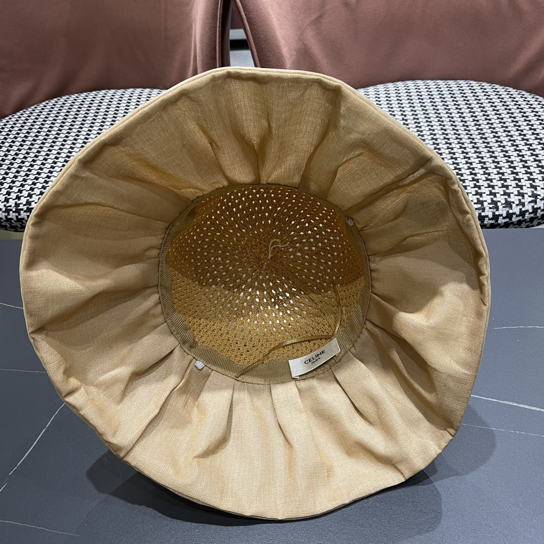  赛琳celine 2025新款夏季蝴蝶结遮阳渔夫帽女草帽防紫外线遮脸防晒太阳帽