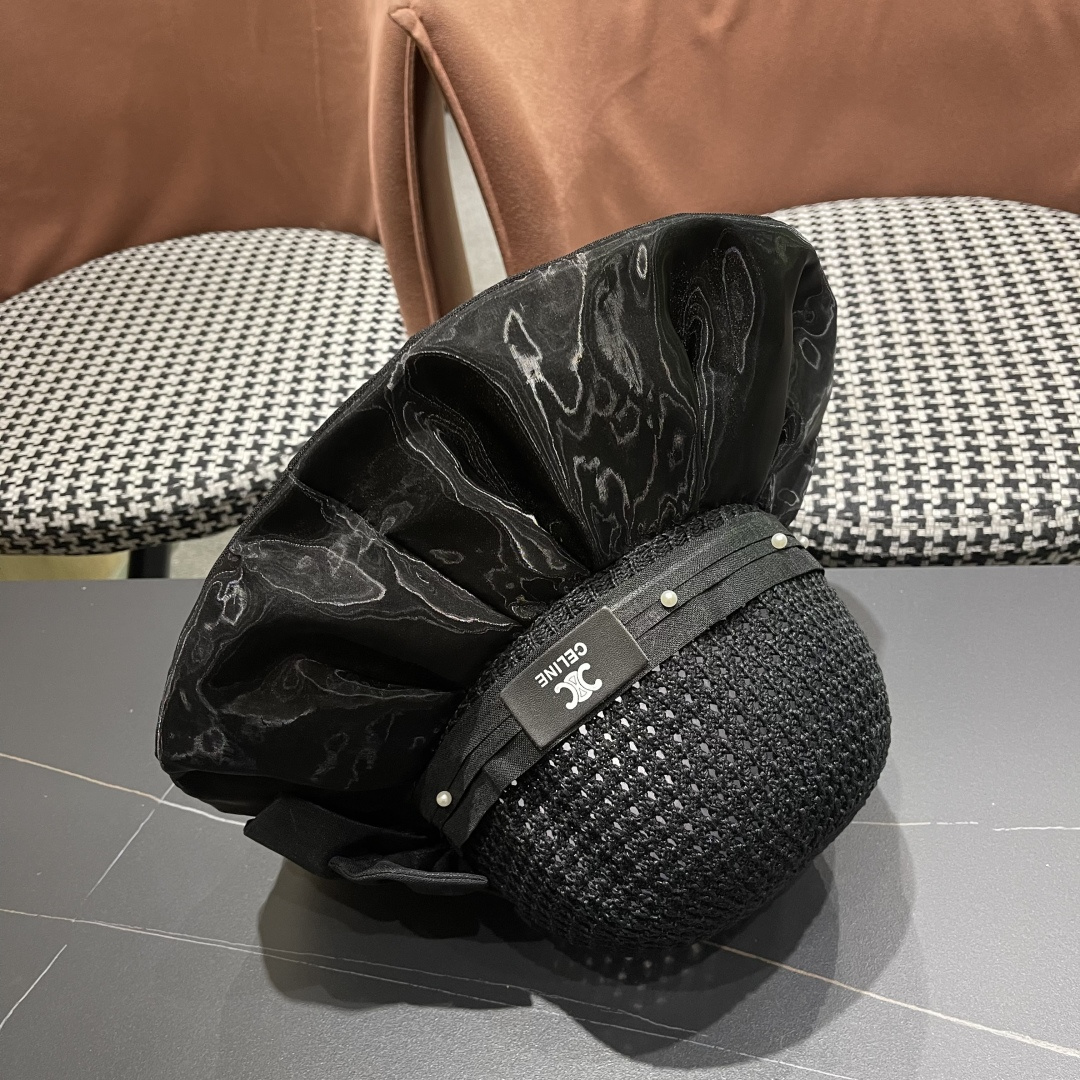  赛琳celine 2025新款夏季蝴蝶结遮阳渔夫帽女草帽防紫外线遮脸防晒太阳帽