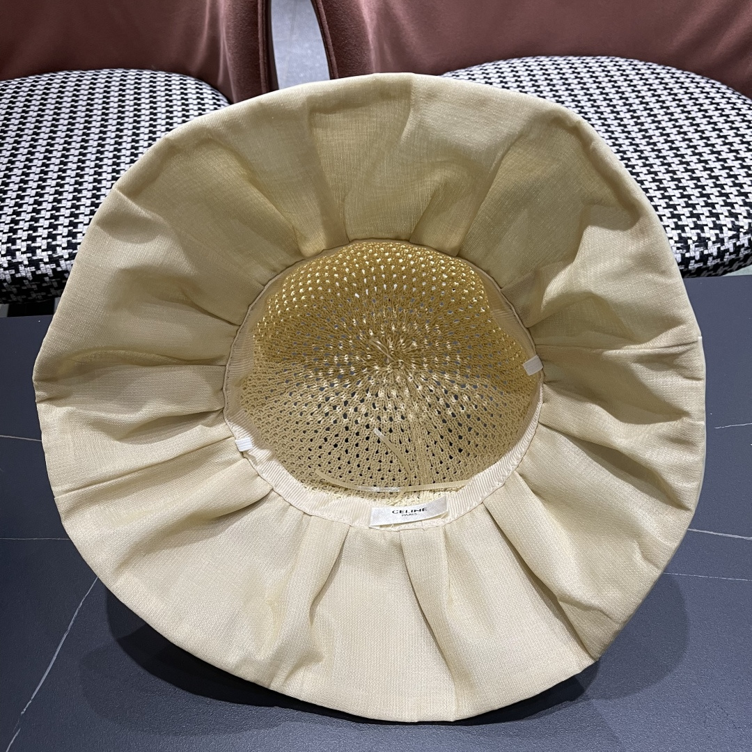  赛琳celine 2025新款夏季蝴蝶结遮阳渔夫帽女草帽防紫外线遮脸防晒太阳帽