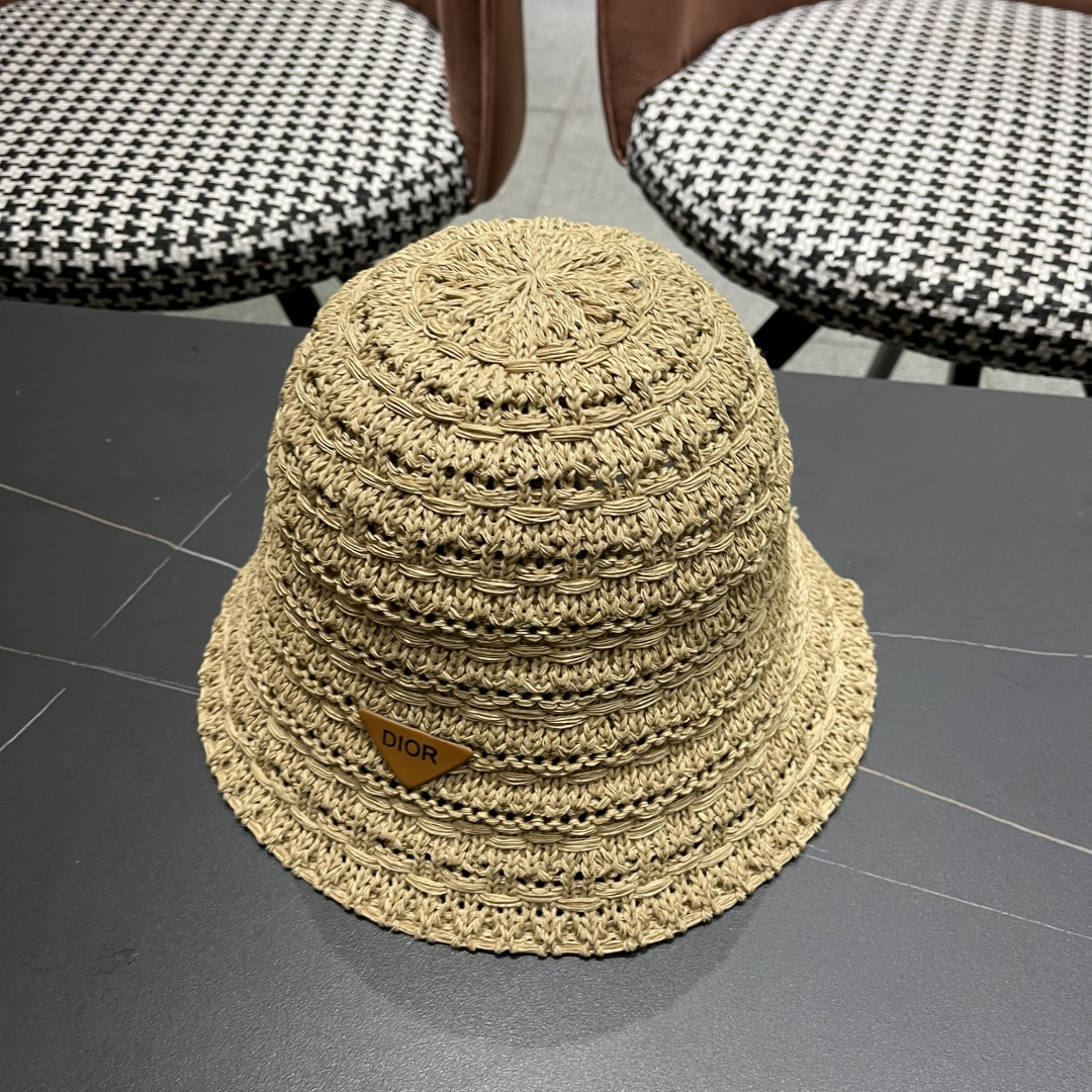  🧢Dior迪奥韩版开叉蝴蝶结镂空透气渔夫帽女夏季防
晒遮户外出游阳显脸小盆帽