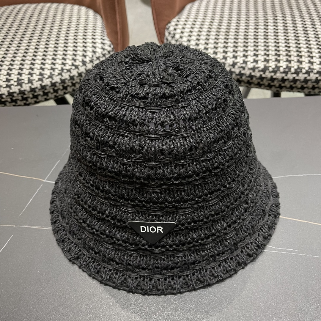  🧢Dior迪奥韩版开叉蝴蝶结镂空透气渔夫帽女夏季防
晒遮户外出游阳显脸小盆帽