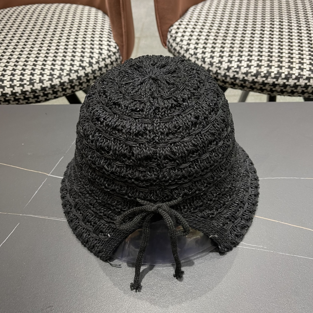  🧢Dior迪奥韩版开叉蝴蝶结镂空透气渔夫帽女夏季防
晒遮户外出游阳显脸小盆帽