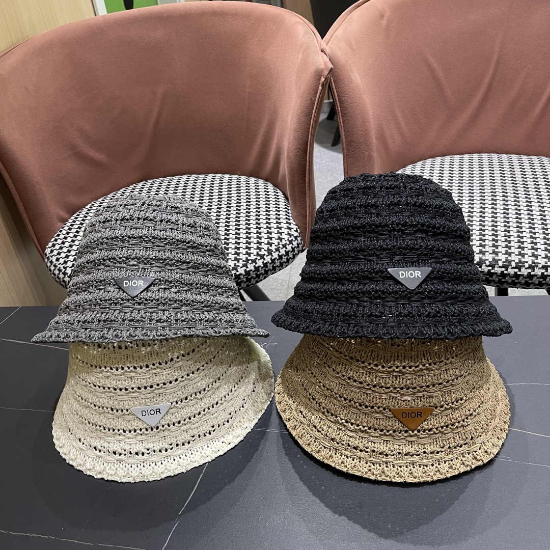  🧢Dior迪奥韩版开叉蝴蝶结镂空透气渔夫帽女夏季防
晒遮户外出游阳显脸小盆帽