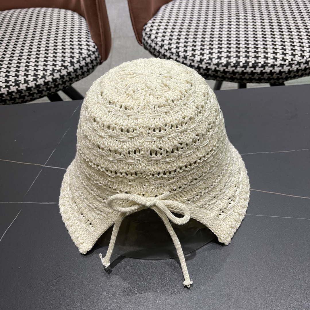  🧢Dior迪奥韩版开叉蝴蝶结镂空透气渔夫帽女夏季防
晒遮户外出游阳显脸小盆帽