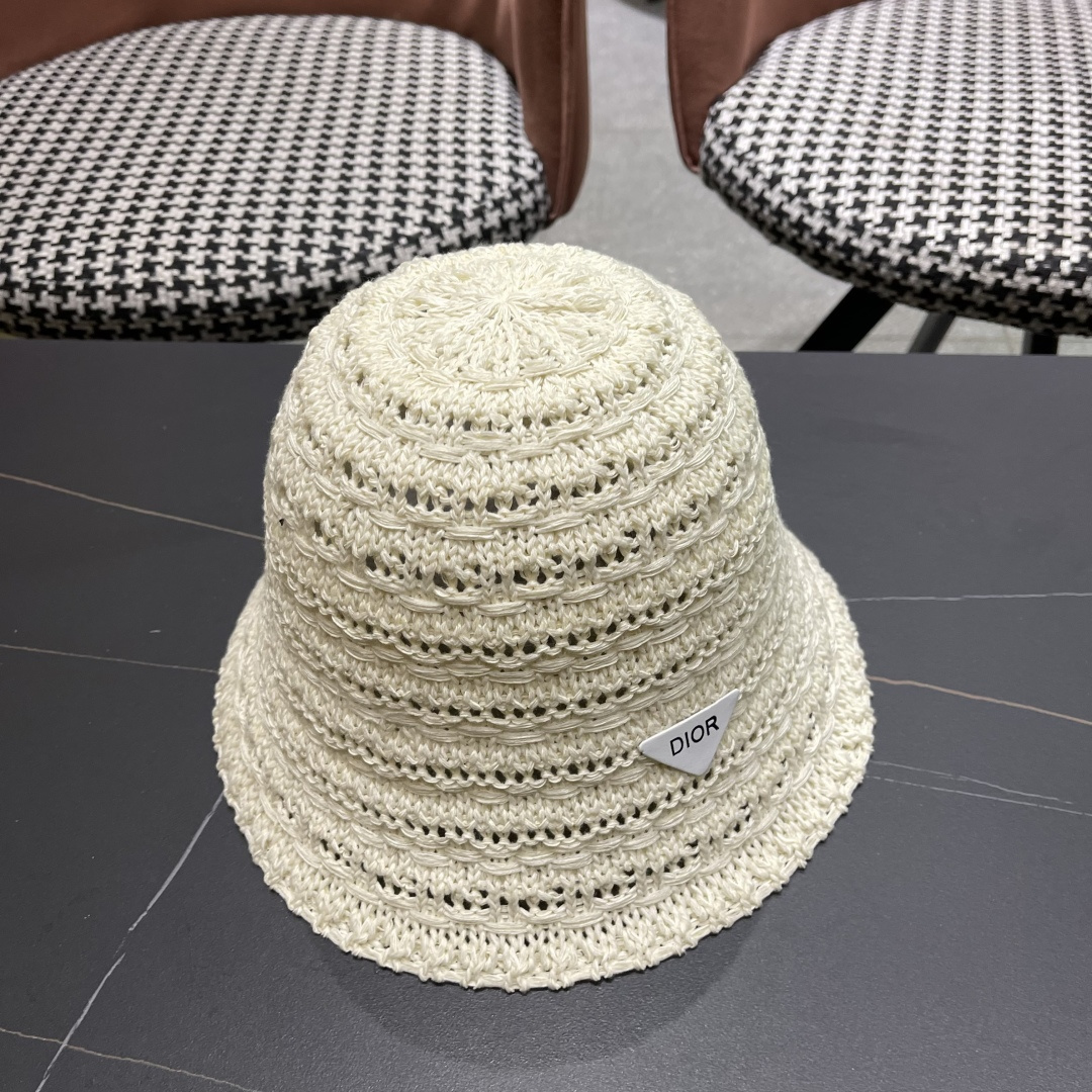  🧢Dior迪奥韩版开叉蝴蝶结镂空透气渔夫帽女夏季防
晒遮户外出游阳显脸小盆帽