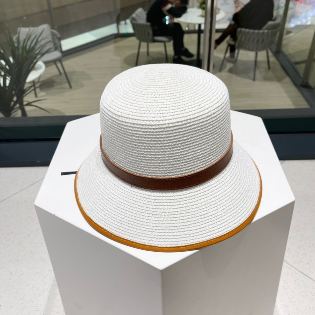  【PRADA普拉达】2025新款草编拼色皮带款编织草帽，度假休闲必备，优雅大方的一款