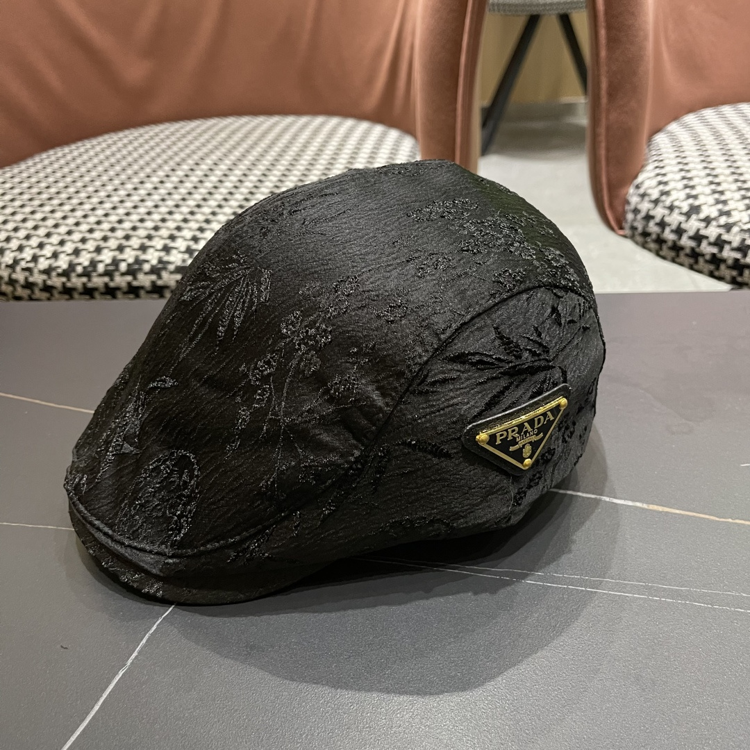  普拉达2025新款国风提花时尚精致感前进帽男女透气优雅百
搭高街风鸭舌帽