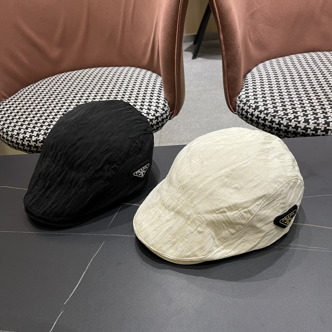  普拉达2025春夏轻薄透气前进帽时尚复古鸭舌帽
子休闲百搭复古帽子遮阳显脸小