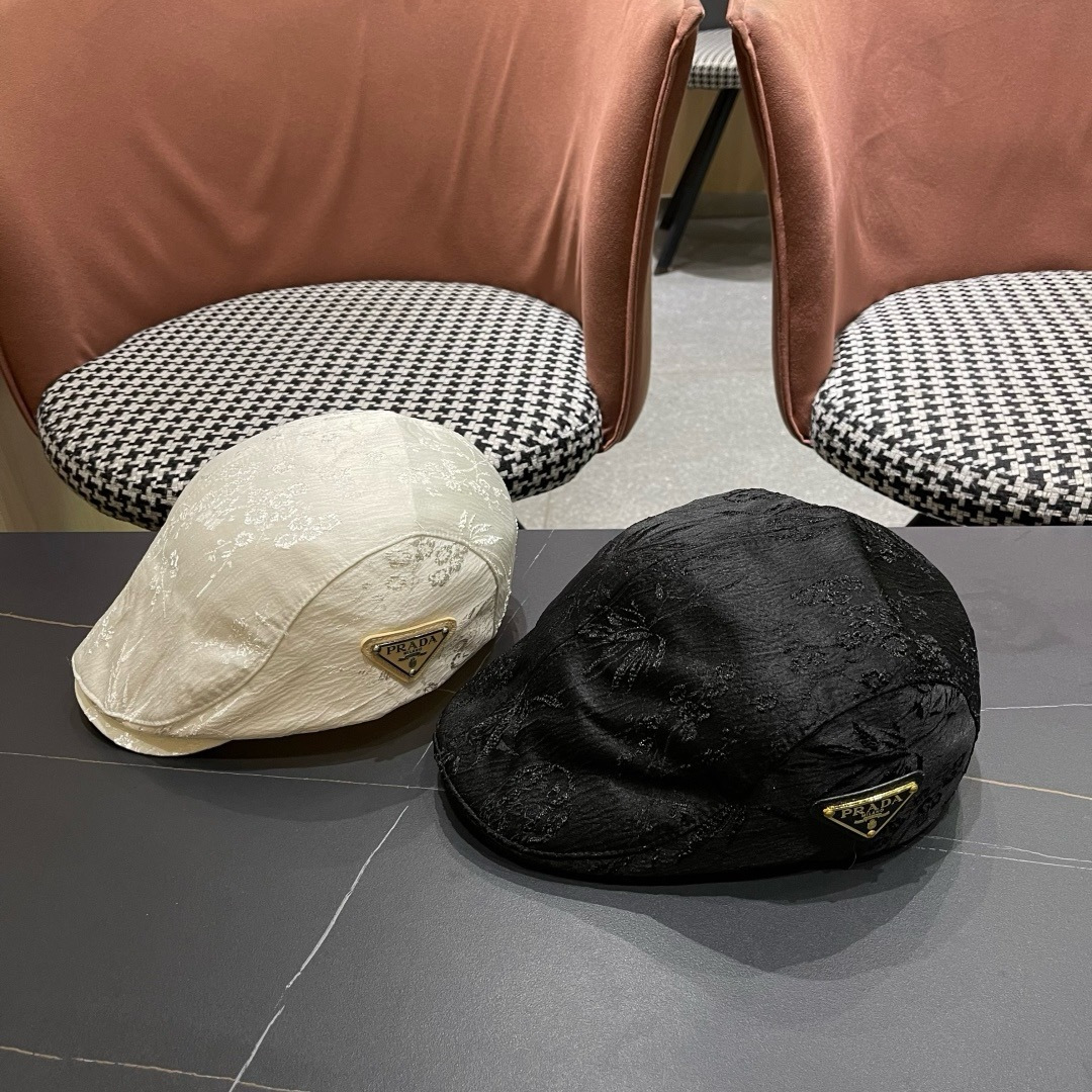  普拉达2025春夏轻薄透气前进帽时尚复古鸭舌帽
子休闲百搭复古帽子遮阳显脸小