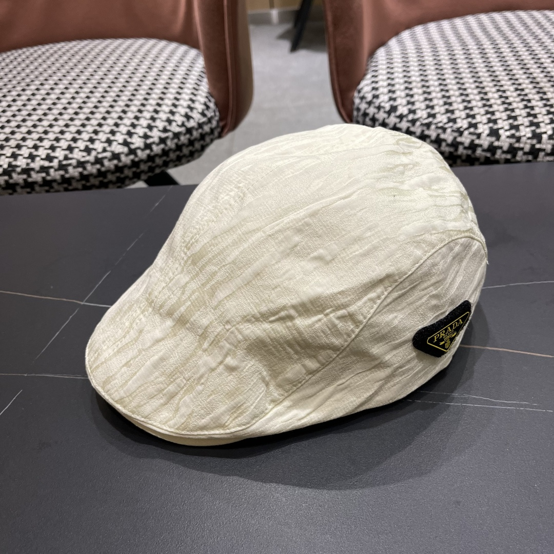  普拉达2025春夏轻薄透气前进帽时尚复古鸭舌帽
子休闲百搭复古帽子遮阳显脸小