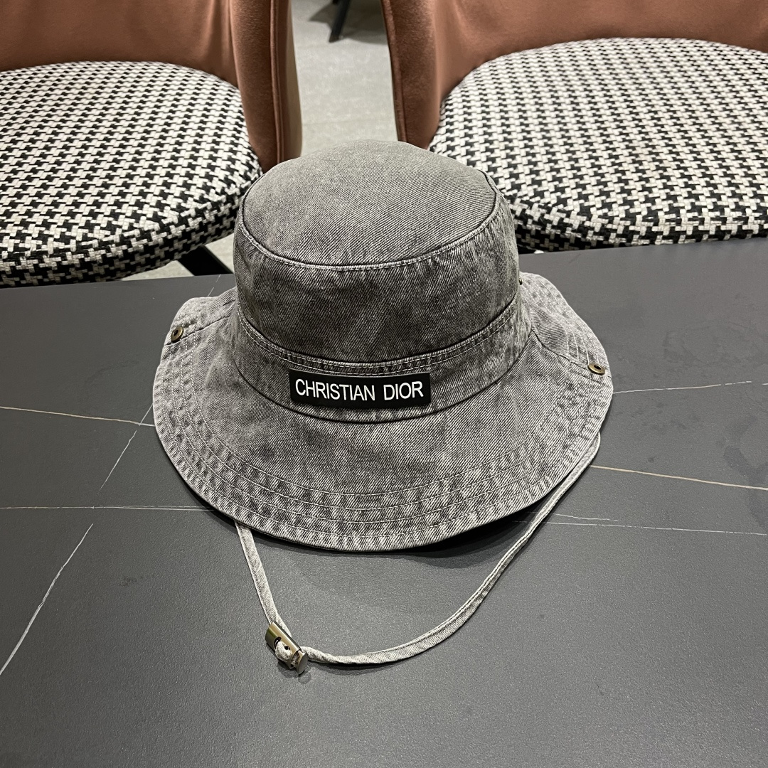  迪奥 韩版简约水洗牛仔渔夫帽男女春夏户外露
营登山帽遮阳大檐帽
