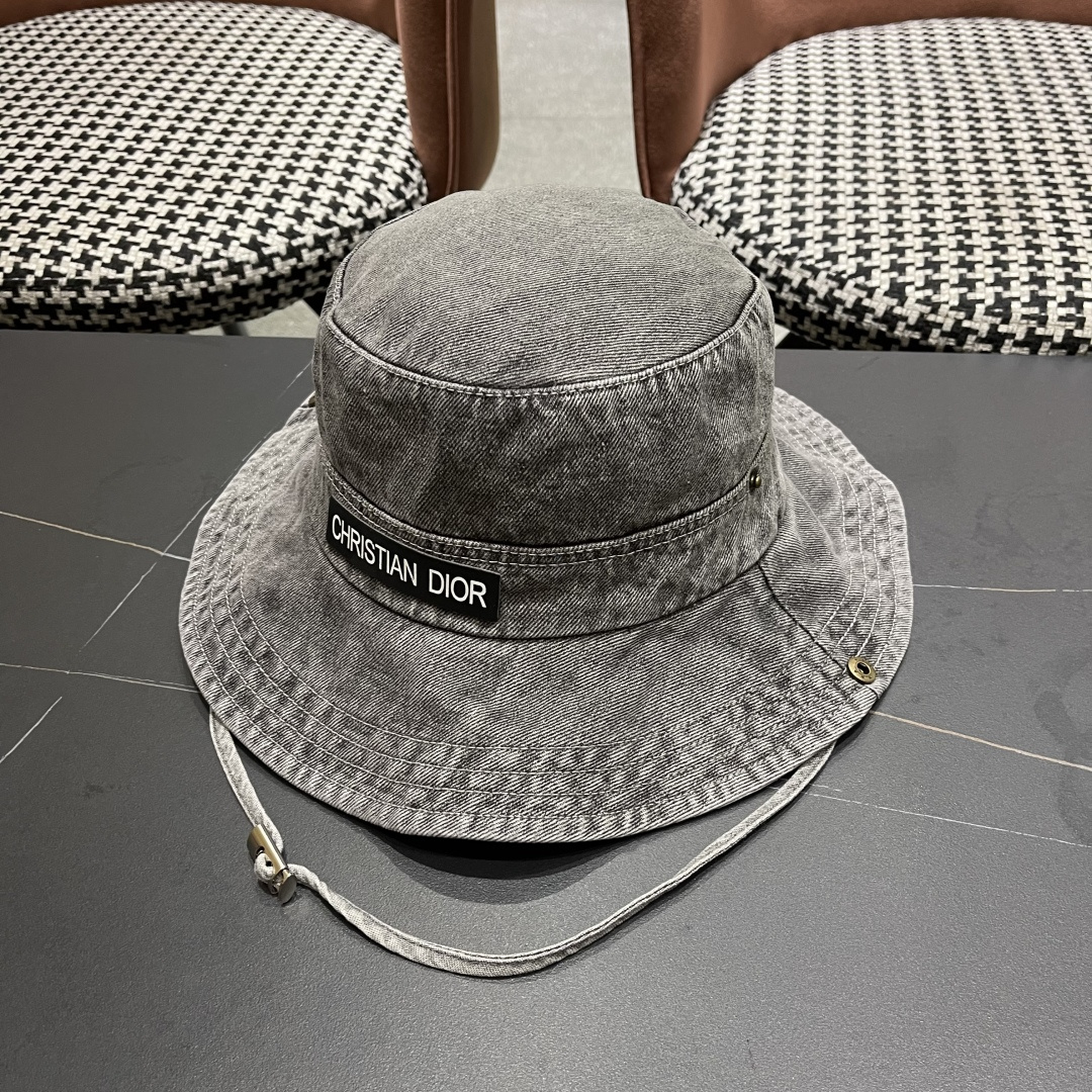  迪奥 韩版简约水洗牛仔渔夫帽男女春夏户外露
营登山帽遮阳大檐帽
