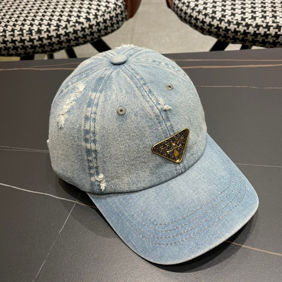  Prada普拉达 2025早春新款大牌款牛仔棒球帽，经典款男女通用
