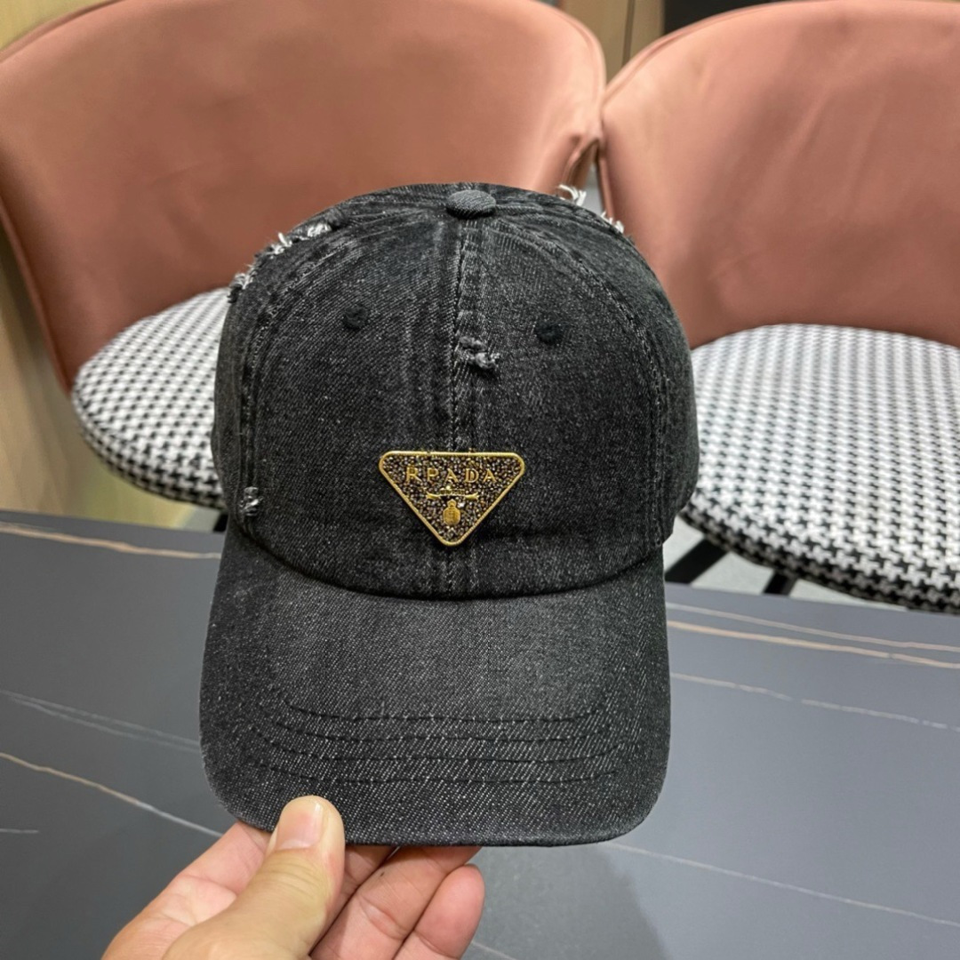  Prada普拉达 2025早春新款大牌款牛仔棒球帽，经典款男女通用