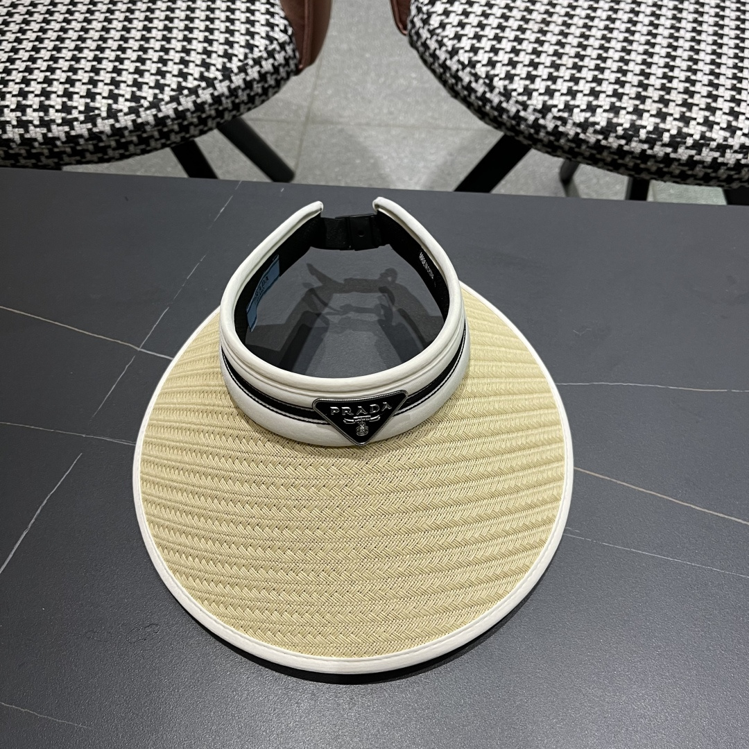  Prada普拉达 防晒帽子女夏季遮脸大帽檐空顶
遮阳帽骑车遮阳帽