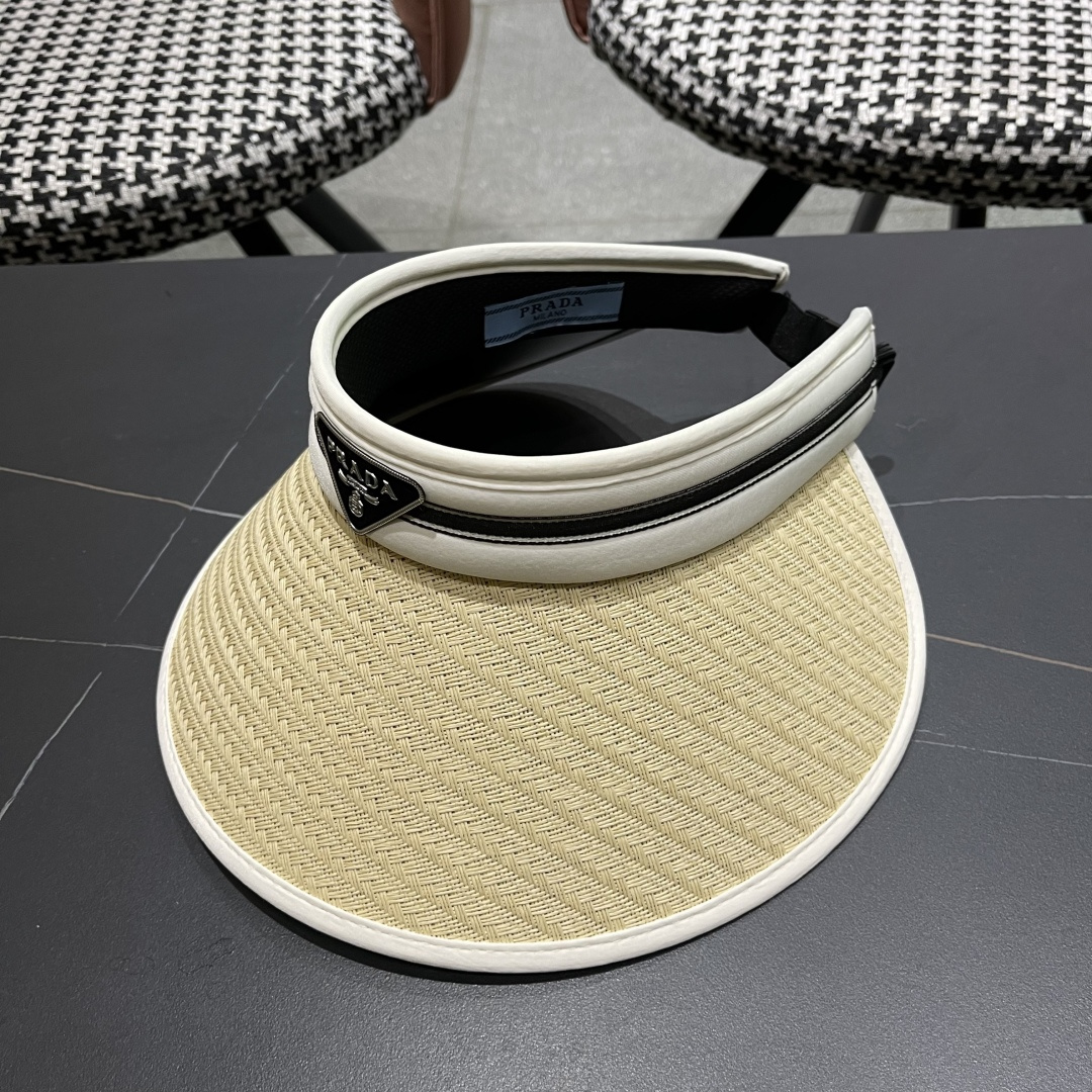  Prada普拉达 防晒帽子女夏季遮脸大帽檐空顶
遮阳帽骑车遮阳帽