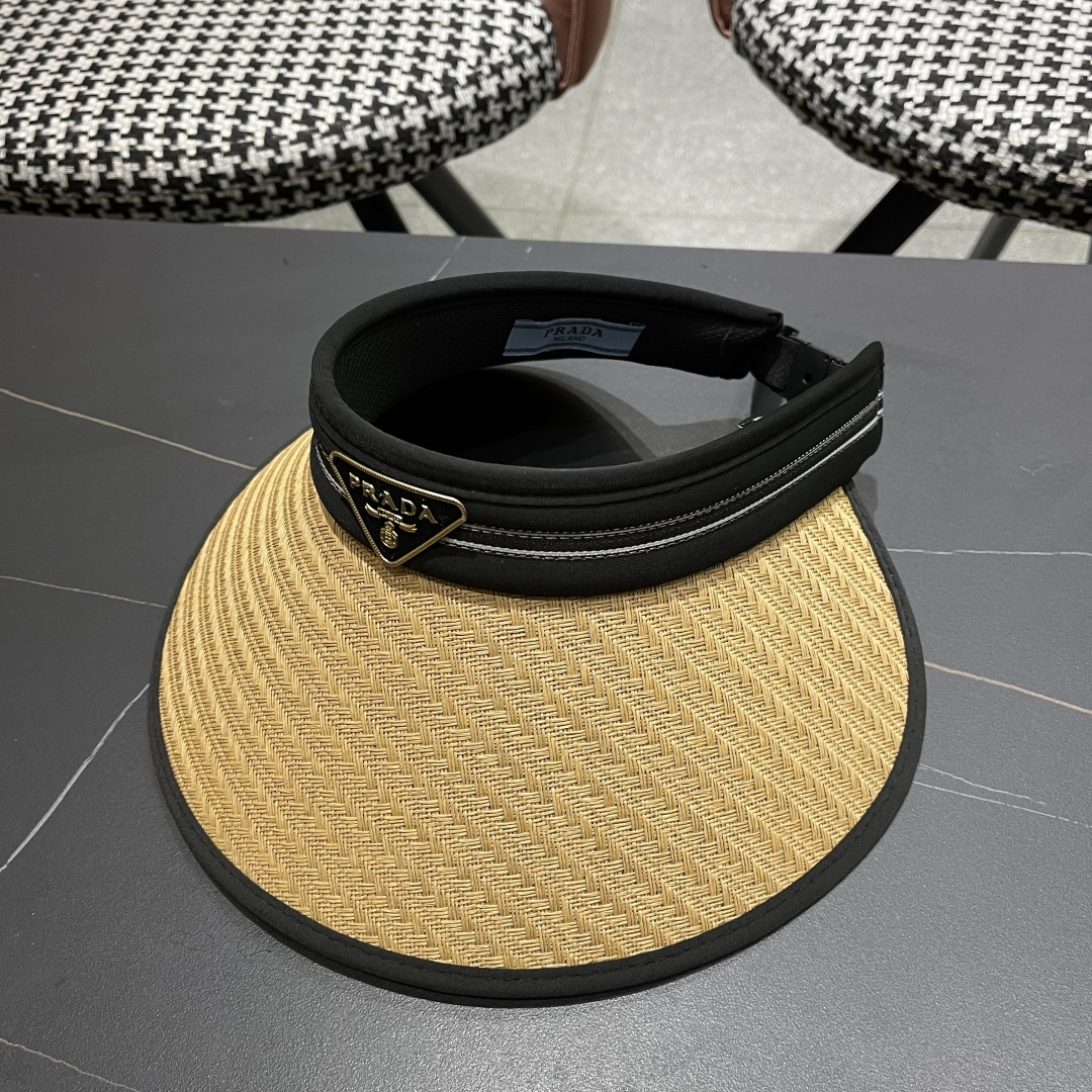  Prada普拉达 防晒帽子女夏季遮脸大帽檐空顶
遮阳帽骑车遮阳帽