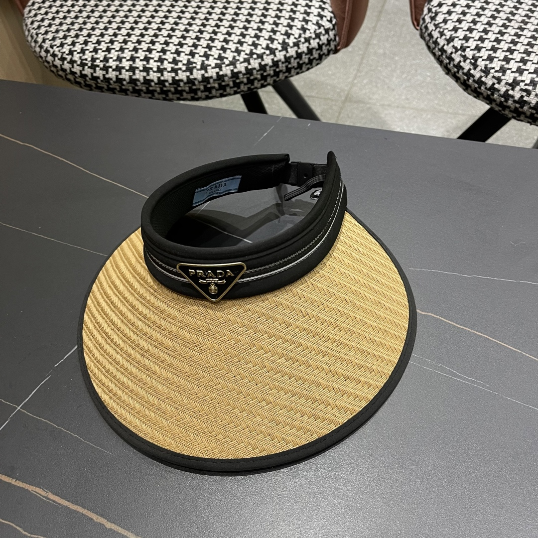  Prada普拉达 防晒帽子女夏季遮脸大帽檐空顶
遮阳帽骑车遮阳帽