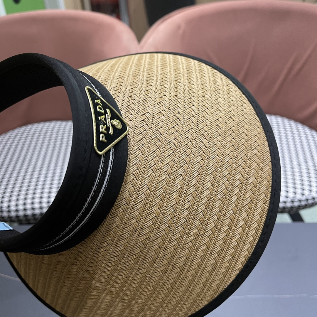  Prada普拉达 防晒帽子女夏季遮脸大帽檐空顶
遮阳帽骑车遮阳帽