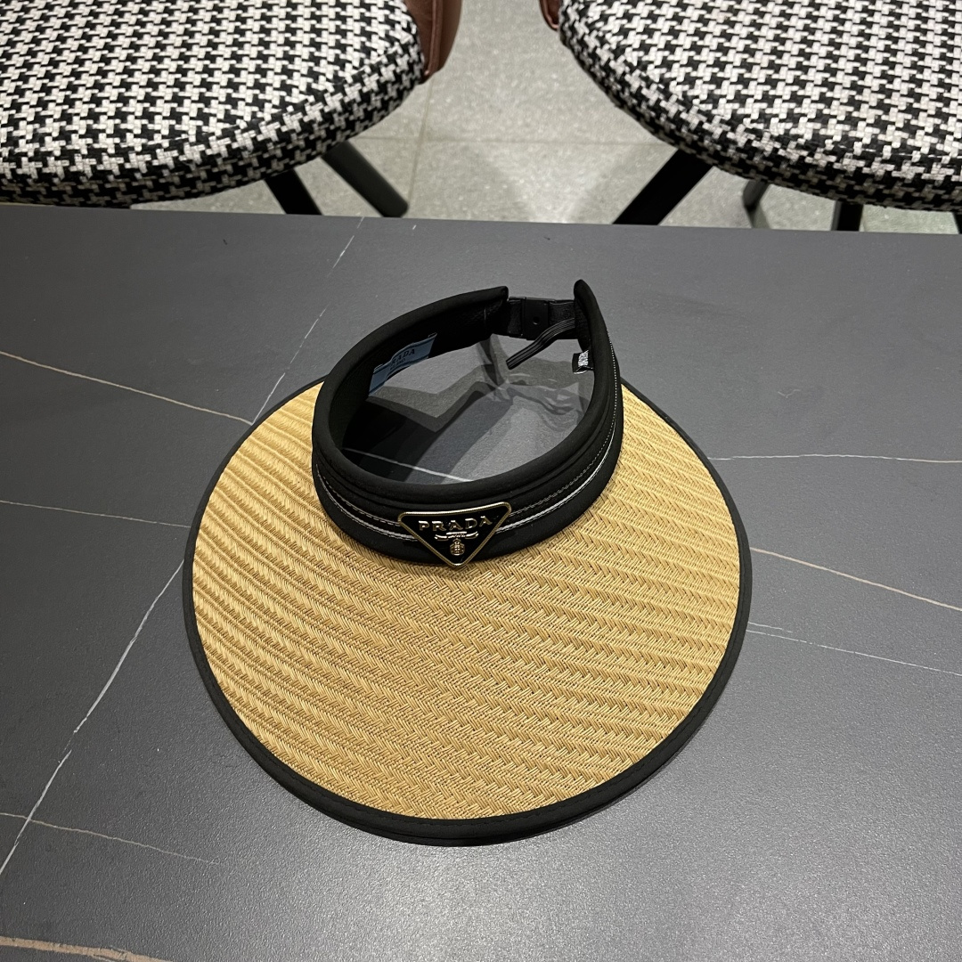  Prada普拉达 防晒帽子女夏季遮脸大帽檐空顶
遮阳帽骑车遮阳帽