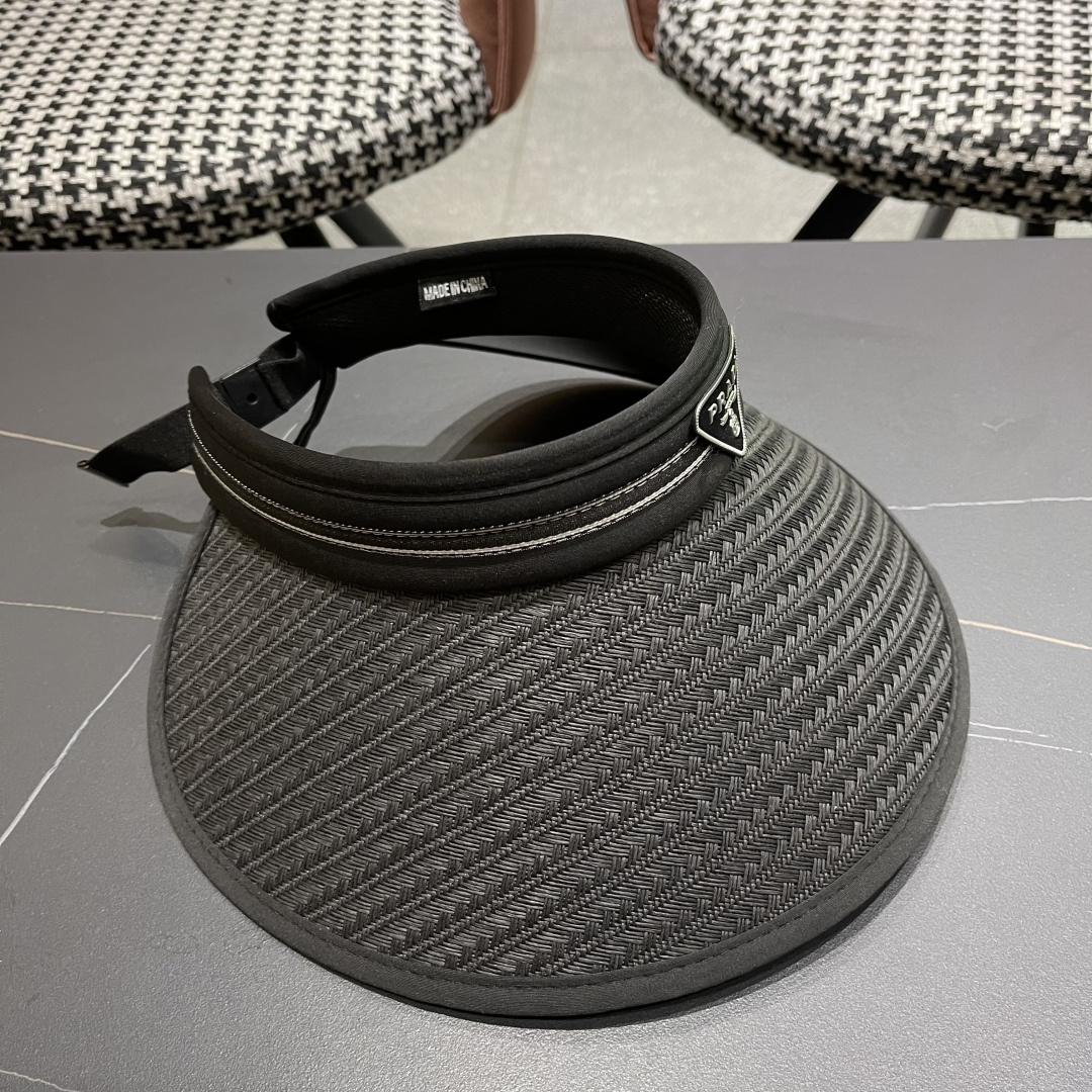  Prada普拉达 防晒帽子女夏季遮脸大帽檐空顶
遮阳帽骑车遮阳帽