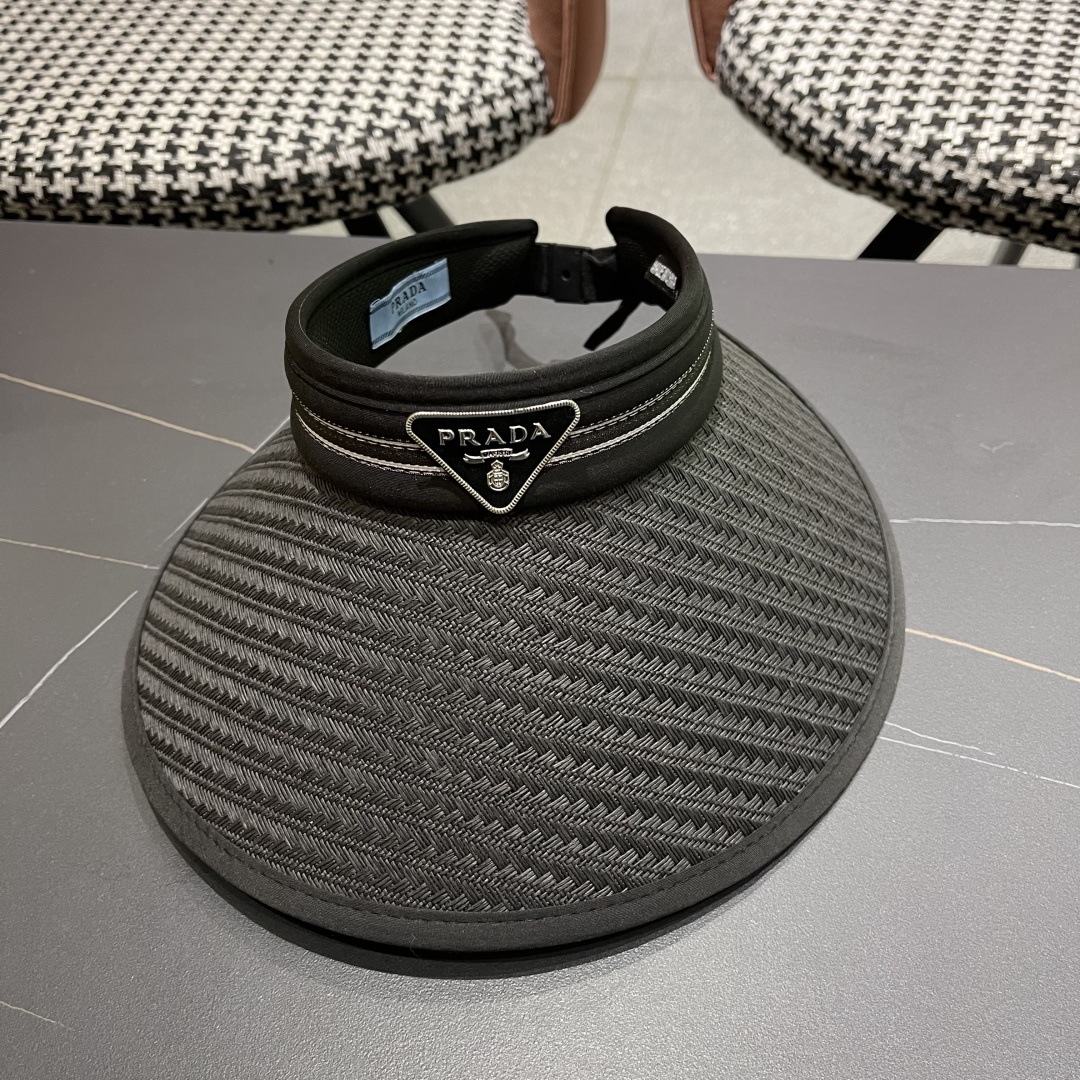  Prada普拉达 防晒帽子女夏季遮脸大帽檐空顶
遮阳帽骑车遮阳帽