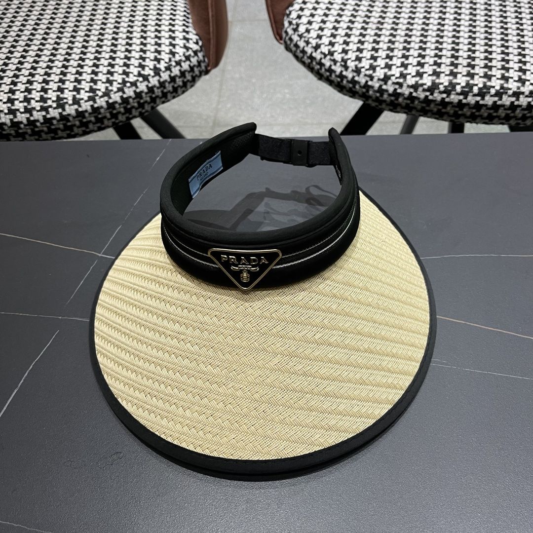  Prada普拉达 防晒帽子女夏季遮脸大帽檐空顶
遮阳帽骑车遮阳帽