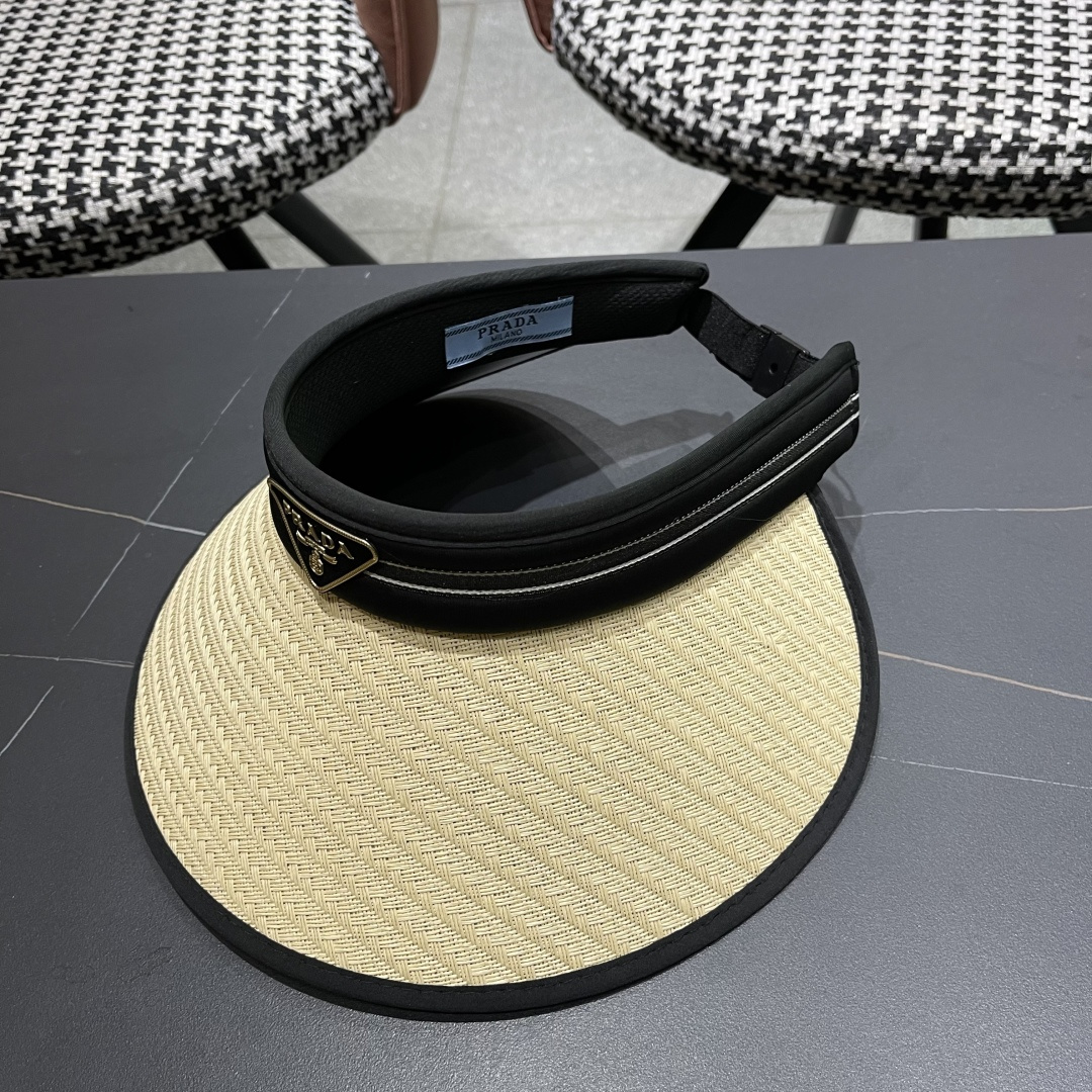  Prada普拉达 防晒帽子女夏季遮脸大帽檐空顶
遮阳帽骑车遮阳帽