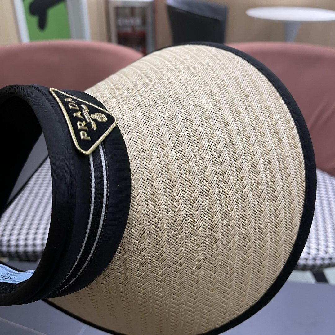  Prada普拉达 防晒帽子女夏季遮脸大帽檐空顶
遮阳帽骑车遮阳帽