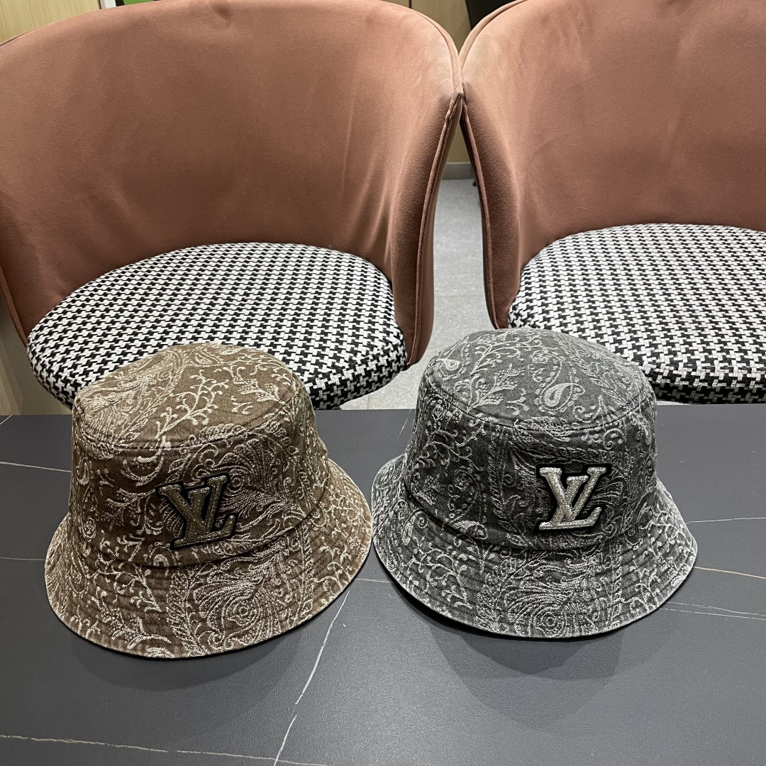  
 Lv路易威登 日韩系花纹做旧休闲复古时尚百搭街
头出游渔夫帽画家帽新款