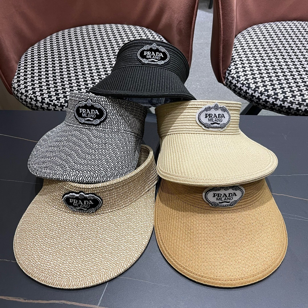  普拉达Prada草编空顶帽子女夏季跑步马拉松运动
防晒帽可折叠显脸小遮阳太阳帽