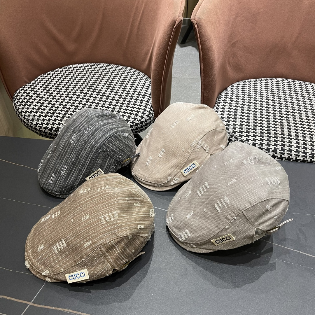  古奇 复古小众前进帽春秋夏季笔款贝雷帽男女品脸小
情侣画家帽遮阳鸭舌