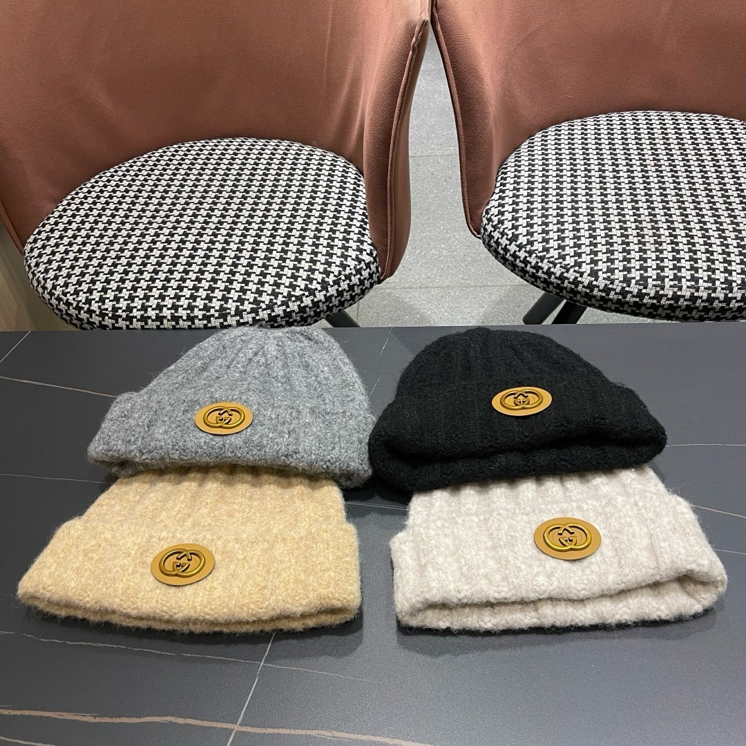 古奇 日系条纹保暖毛线帽子女户外滑雪宽松情侣新款冷帽时尚针织帽