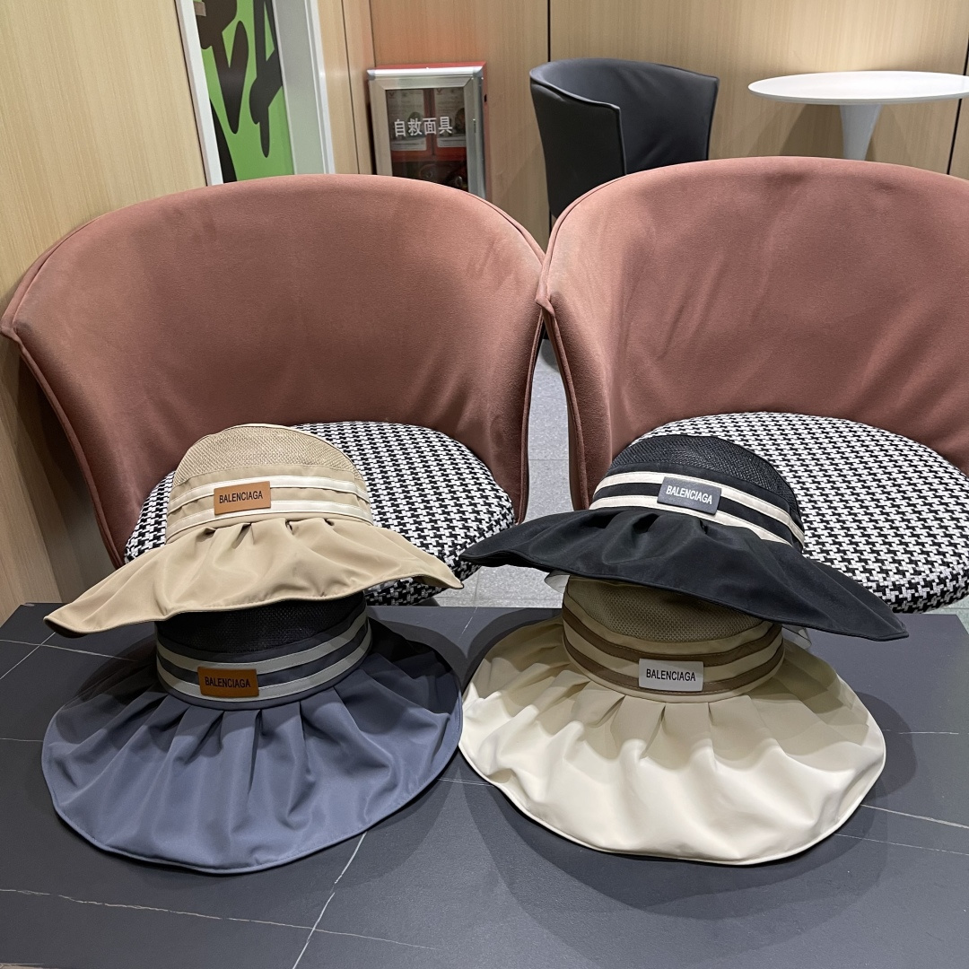  balenciaga 巴黎世家 夏季防晒帽大帽檐防紫外线可扎马尾
空顶遮阳帽出游海边太阳帽子女