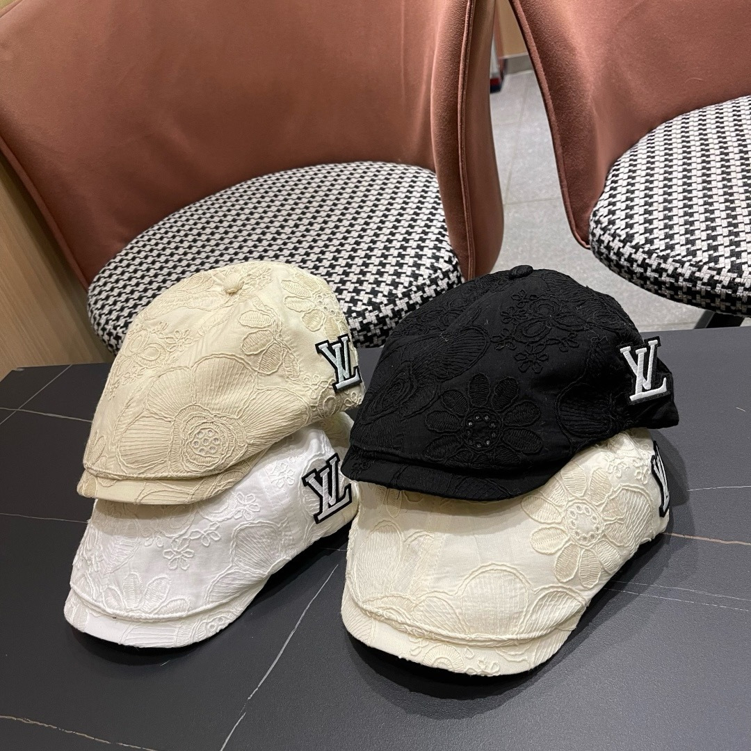  Lv路易威登 美式复古刺绣前进帽女春夏季休闲轻薄户外出游鸭舌贝雷帽显脸小潮