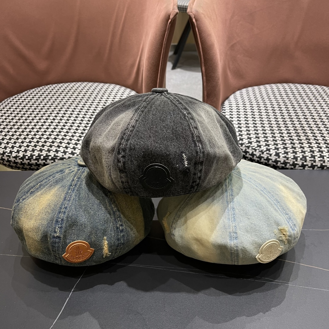  蒙口2025 新款破洞做旧水洗牛仔贝雷帽女日系秋冬复古甜美百搭八角帽