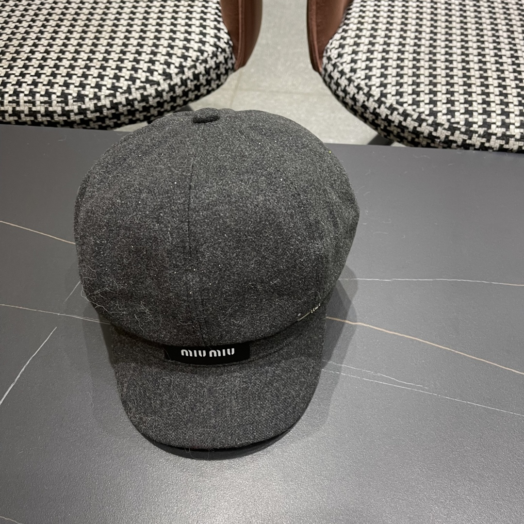  谬谬MIUMIU系列新品八角帽女2025春夏新款贝雷帽画家帽报童帽子韩系大头围显脸小秋冬