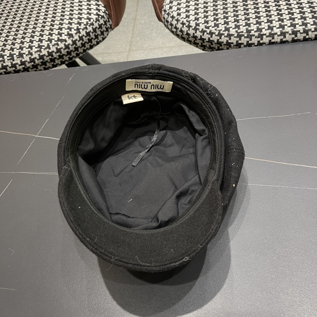  谬谬MIUMIU系列新品八角帽女2025春夏新款贝雷帽画家帽报童帽子韩系大头围显脸小秋冬