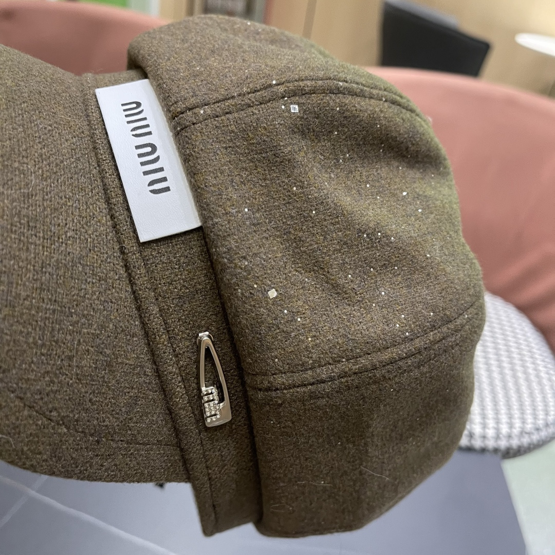  谬谬MIUMIU系列新品八角帽女2025春夏新款贝雷帽画家帽报童帽子韩系大头围显脸小秋冬