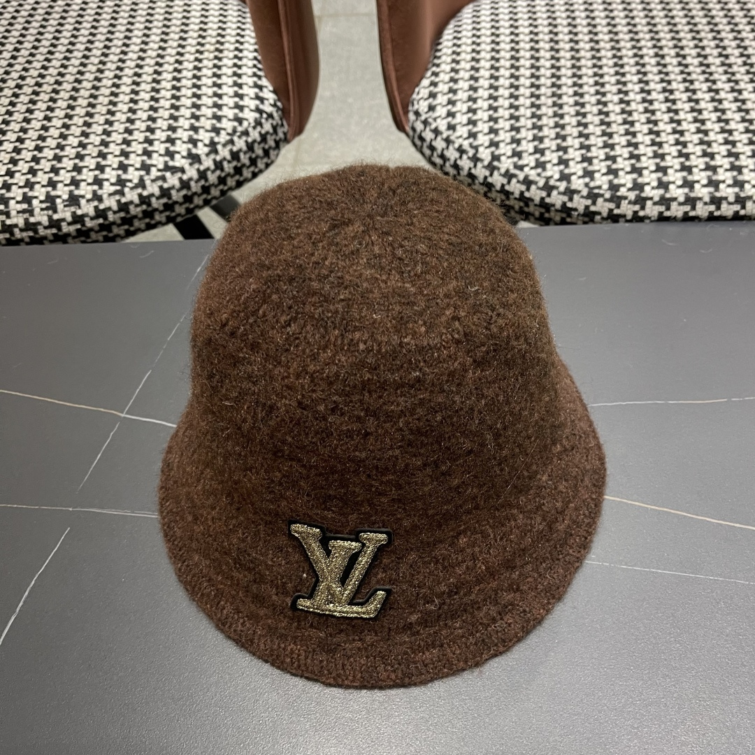  LV 路易威登👑毛茸茸爆款渔夫帽子女秋冬季显脸小，渔夫水桶帽冬款保暖盆帽