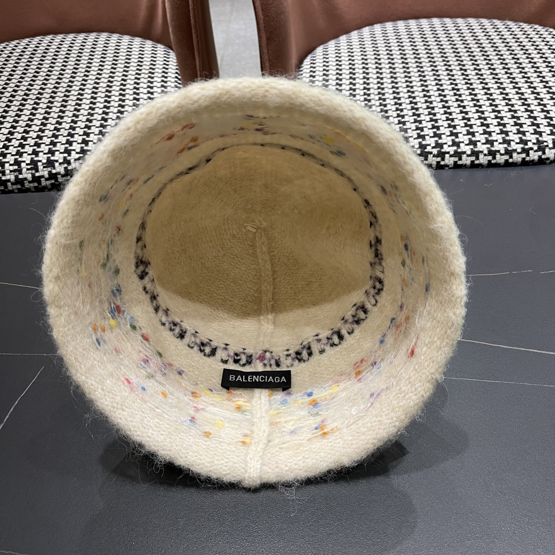  BALENCIAGA巴黎世家韩国渔夫帽女生秋冬新款复古彩色提花针织帽小众高级感保暖盆帽潮