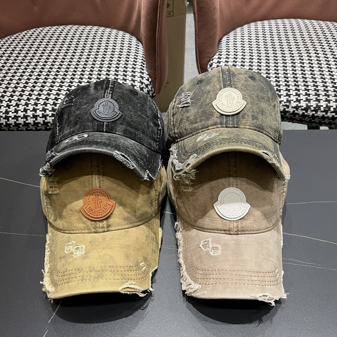  Moncler蒙口 水洗做日破洞棒球帽女2025春新款
防晒复古百搭鸭舌帽子男潮