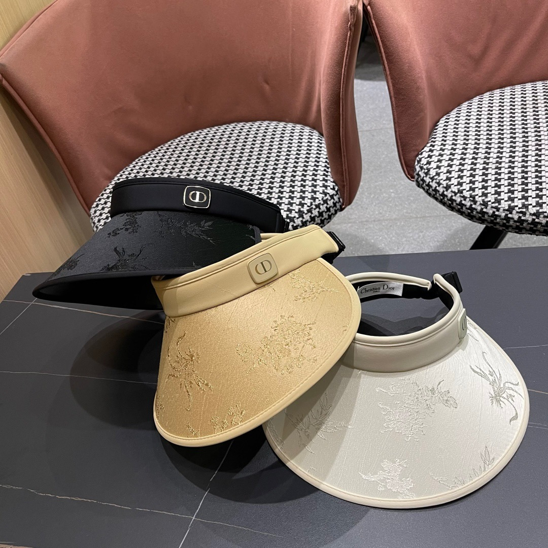 Dior 迪奥大檐防晒帽子女款2025新款防紫外
线夏季户外新中式国风空顶遮阳帽
