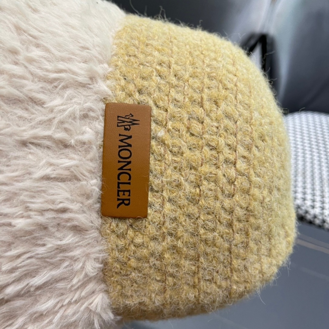 蒙口moncler针织毛绒渔夫帽女秋冬季新款水桶帽日系显脸小帽子