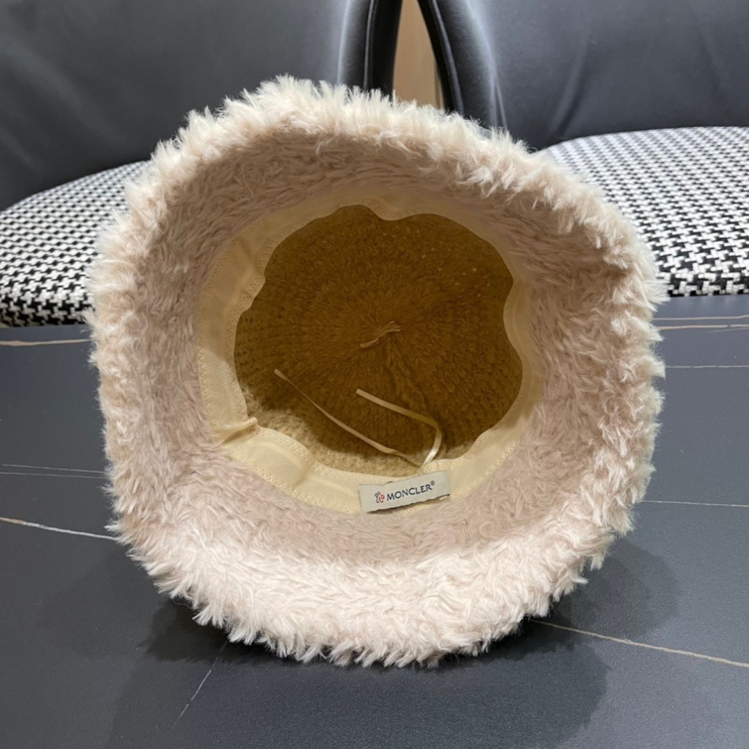 蒙口moncler针织毛绒渔夫帽女秋冬季新款水桶帽日系显脸小帽子