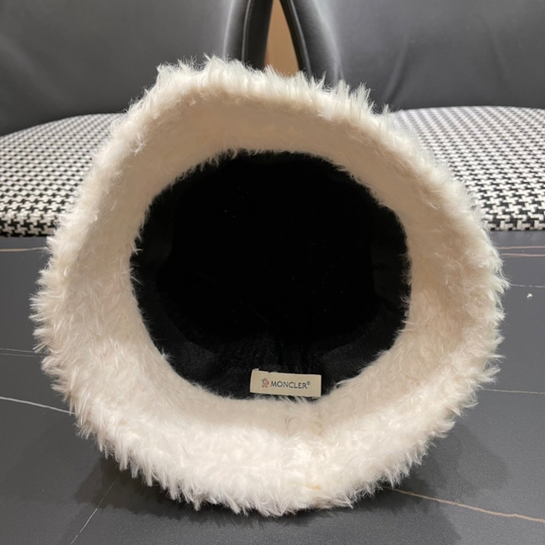 蒙口moncler针织毛绒渔夫帽女秋冬季新款水桶帽日系显脸小帽子